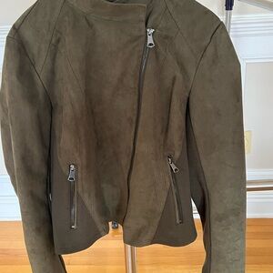Marc New York Olive Suede Asymmetric Zip Jacket
